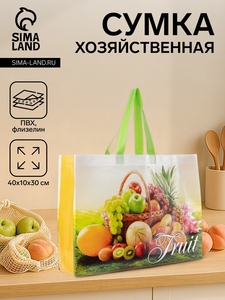 Сумка хозяйственная без застёжки, 12 л, цвет зелёный/разноцветный