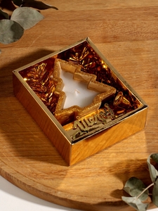 Свеча новогодняя с декором «Золотая ёлочка», 12×10×4 см