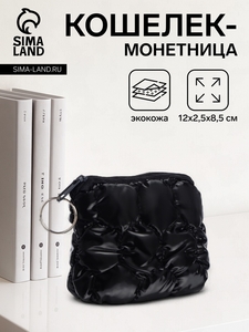 Кошелёк монетница на молнии, цвет чёрный