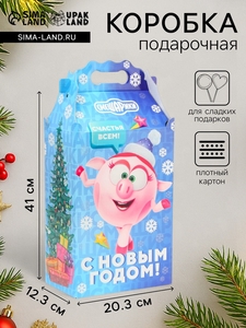 Подарочная коробка Новогодняя Корпоратив «Смешарики» лицензия, для сладкого подарка, 20.3×12.3×41 см