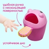 Ковш пластиковый для купания и мытья головы, детский банный ковшик «Котенок», 600 мл., с леечкой, розовый