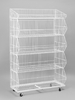 Накопитель разборный на колесах, 5 корзин, 90×43×147 см, белый