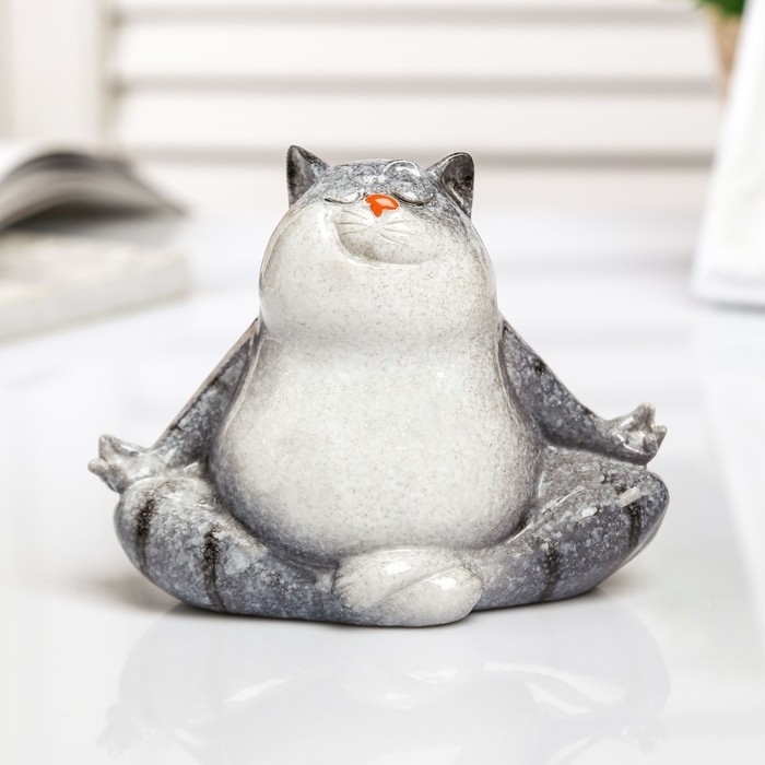 Фигурка полистоун лак «Котик-йог», 10×7.5×9 см, МИКС