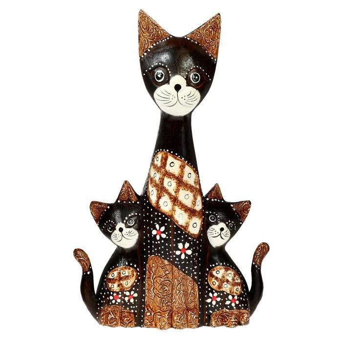 Сувенир «Три кошки с узором», 5×18×30 см, дерево