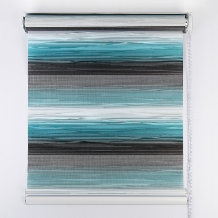 Штора рулонная «День-ночь. Волна», 60×180 см (с учётом креплений 3.5 см), бирюзовая