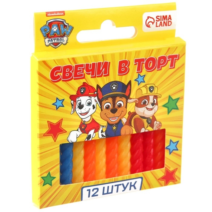 Свечи для торта «С Днем Рождения», 12 штук, Щенячий Патруль