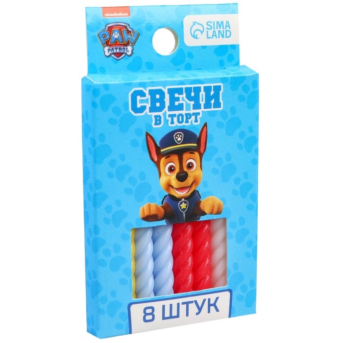 Свечи для торта «С Днем Рождения», 8 штук, Щенячий Патруль