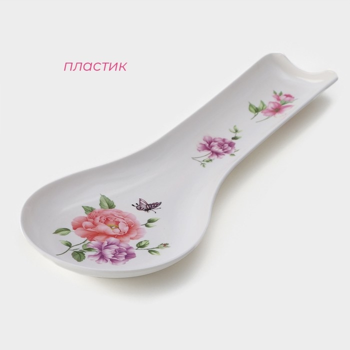 Подставка под ложку «Изобилие», пластик, 27×10 см, белая, рисунок МИКС