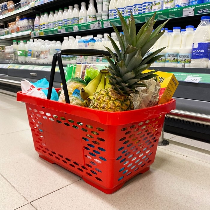 Корзина покупательская пластиковая 28л, 51,5×34×26 см, цвет красный