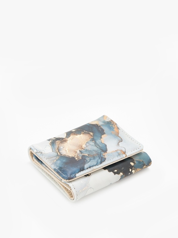 Кошелёк женский на кнопке, 10×1.5×8 см, с принтом, серый/золотистый