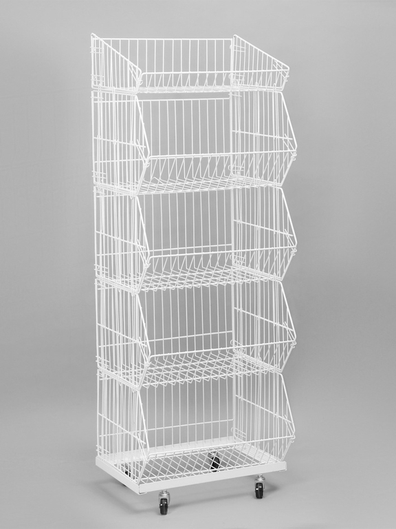 Накопитель разборный на колесах, 5 корзин, 50×43×147, белый