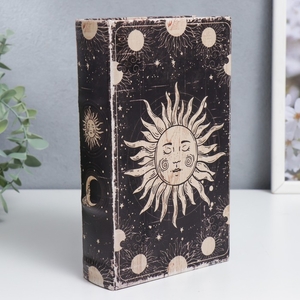 Шкатулка книга-сейф «Славянское солнце», дерево, искусственная кожа, 21×13×5 см