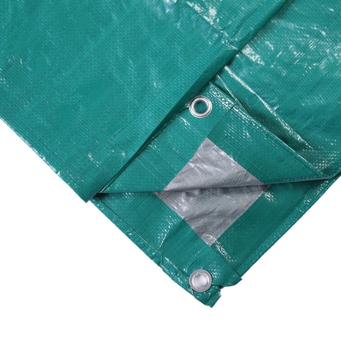 Тент защитный, 3×2 м, плотность 120 г/м², УФ, люверсы шаг 1 м, зелёный/серебристый