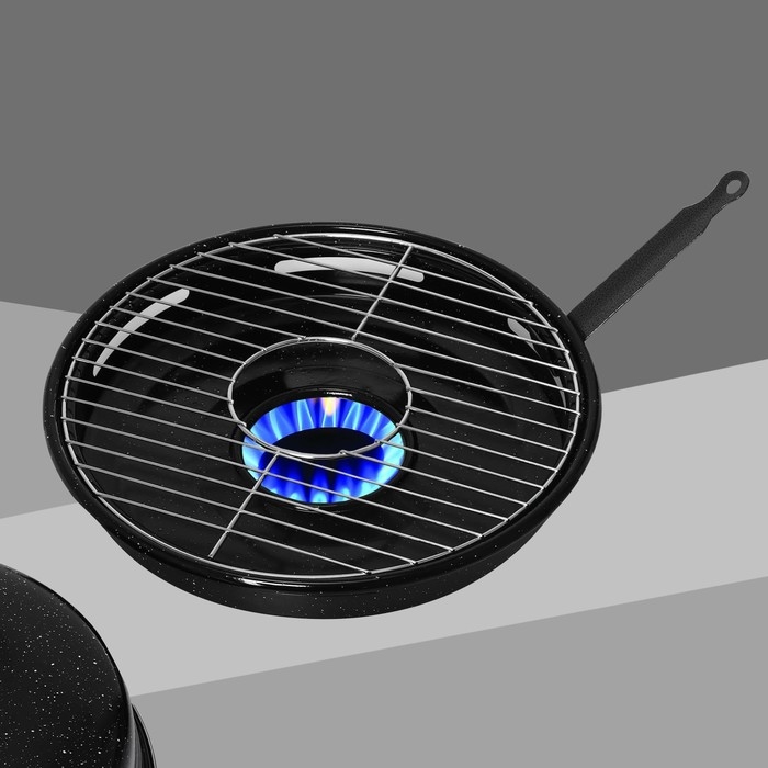 Сковорода-гриль Healthy grill, d=33 см, эмалированное покрытие, чёрная