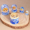 Матрёшка дерево «Гжель», синее платье, 5 кукольная, 18 см