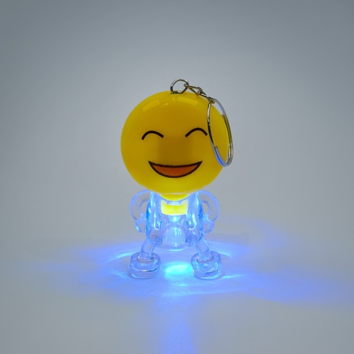 Фонарик брелок для ключей на кольце «Смайлик», 1 LED, 3×5.5 см