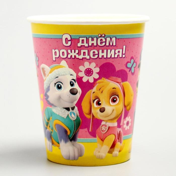 Стакан бумажный «С Днем Рождения!», 250мл, Щенячий патруль