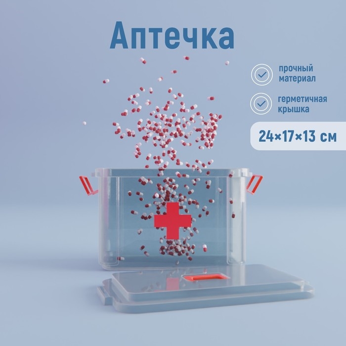 Аптечка, 24×17×13 см, пластик, прозрачная