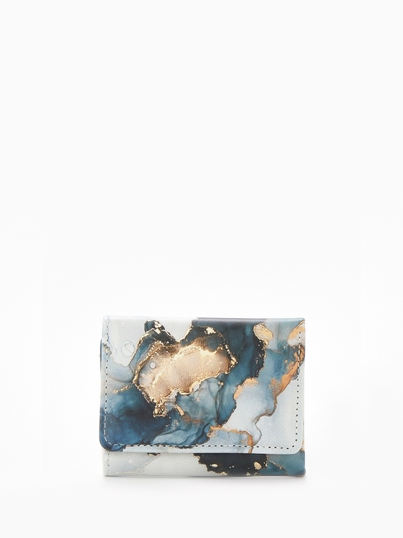 Кошелёк женский на кнопке, 10×1.5×8 см, с принтом, серый/золотистый