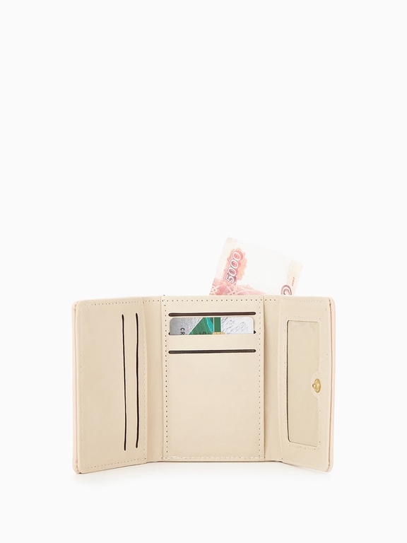 Кошелёк женский на кнопке, 10.5×3×8.5 см, однотонный, бежевый