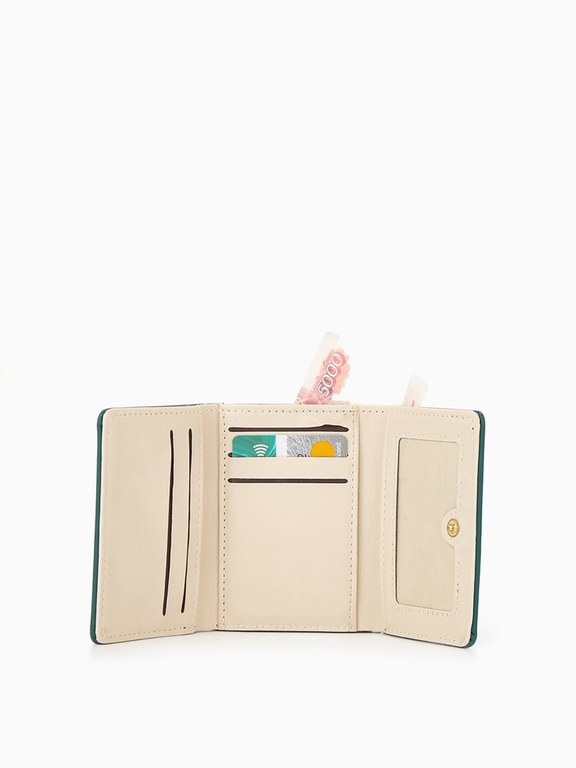 Кошелёк женский на кнопке, 10.5×3×8.5 см, однотонный, тёмно-зелёный