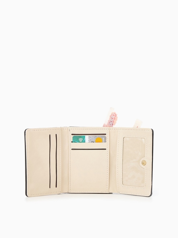 Кошелёк женский на кнопке, 10.5×3×8.5 см, однотонный, чёрный