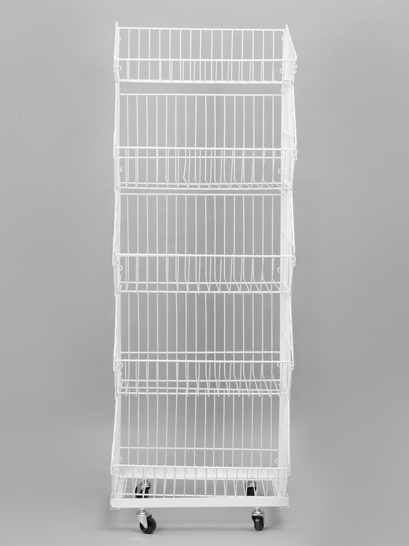 Накопитель разборный на колесах, 5 корзин, 50×43×147, белый