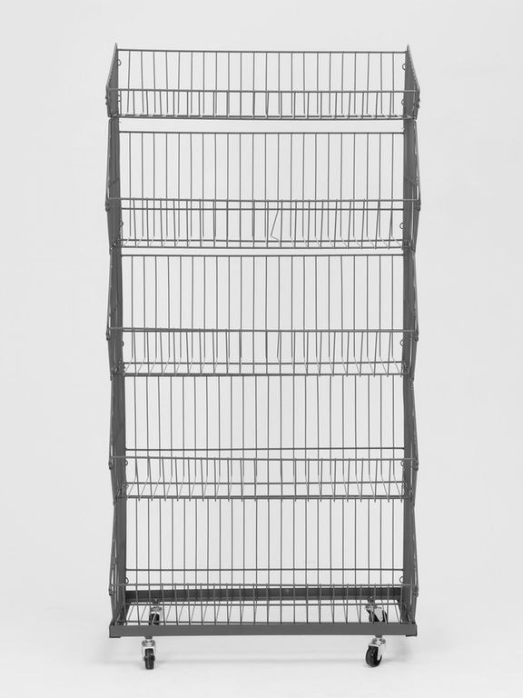 Накопитель разборный на колесах, 5 корзин, 70×43×147, серый