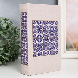 Шкатулка книга-сейф «Синие узоры», дерево, искусственная кожа, 21×13×5 см