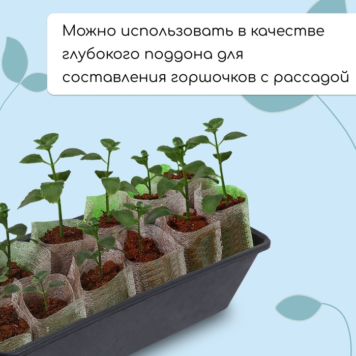 Ящик для рассады, 36 × 14 × 9 см, 3 л, пластик, чёрный