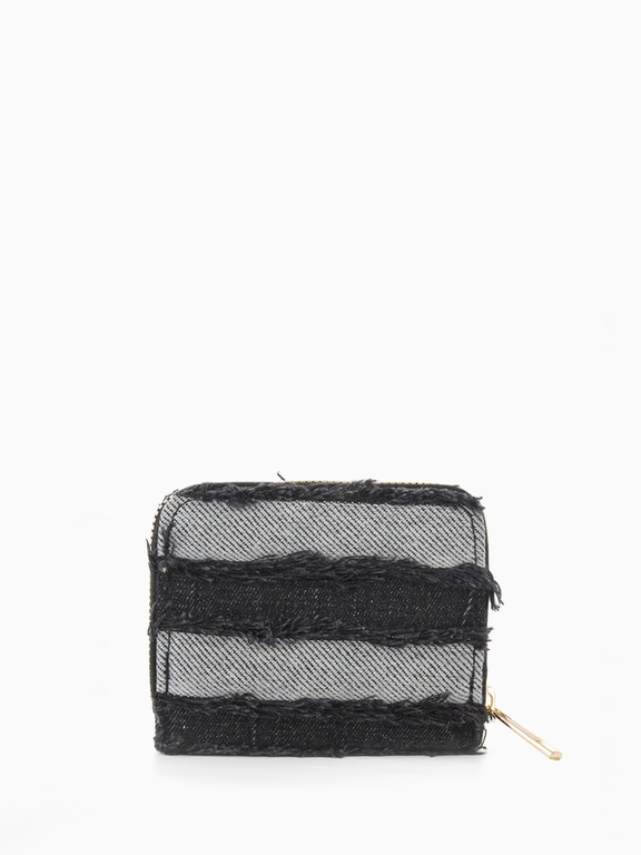 Кошелёк женский на молнии 8.5×2×11 см, джинсовый, чёрный