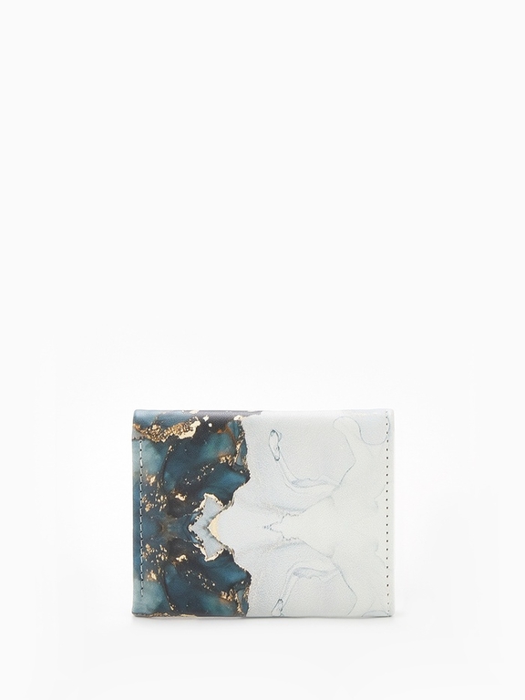 Кошелёк женский на кнопке, 10×1.5×8 см, с принтом, серый/золотистый