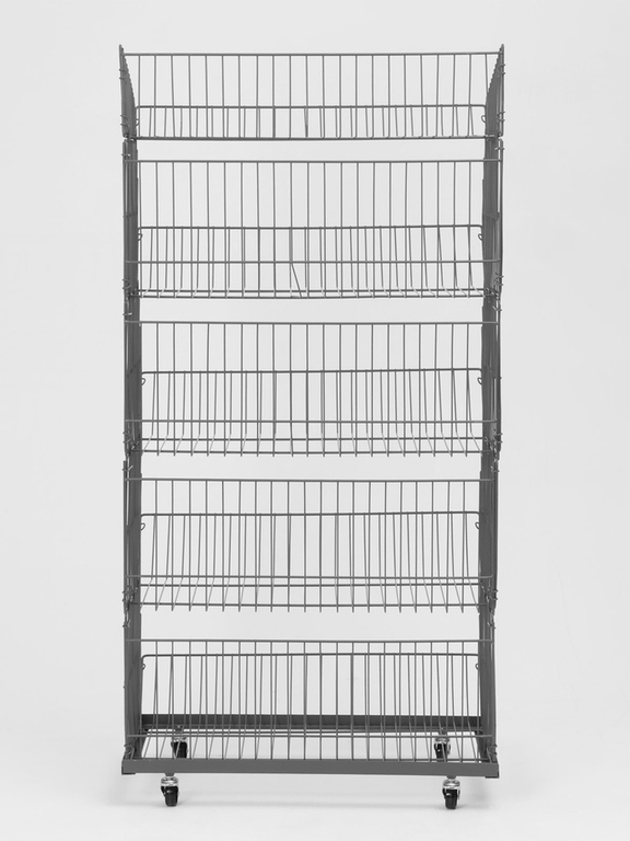 Накопитель разборный на колесах, 5 корзин, 70×43×147, серый
