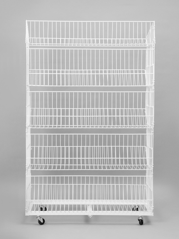 Накопитель разборный на колесах, 5 корзин, 90×43×147 см, белый