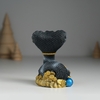 Фигурка полистоун «Змея тёмная с подковой», 5.8×5.5×9 см