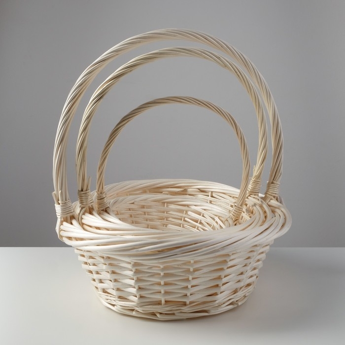Набор корзин плетёных, 3 шт., 36×14/39 см, 30×12/34 см, 23×8/25 см, ива отбеленная