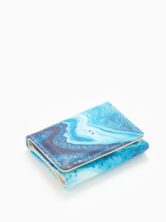 Кошелёк женский на кнопке, 10×1.5×8 см, с принтом, голубой/синий