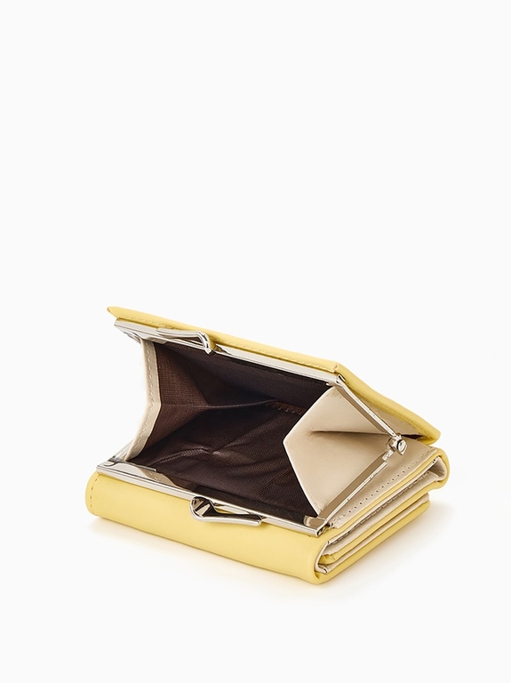 Кошелёк женский на кнопке, 10.5×3×8.5 см, однотонный, жёлтый