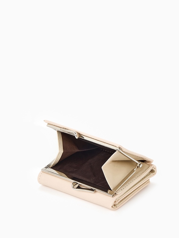 Кошелёк женский на кнопке, 10.5×3×8.5 см, однотонный, бежевый