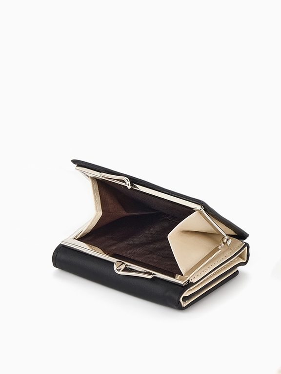 Кошелёк женский на кнопке, 10.5×3×8.5 см, однотонный, чёрный