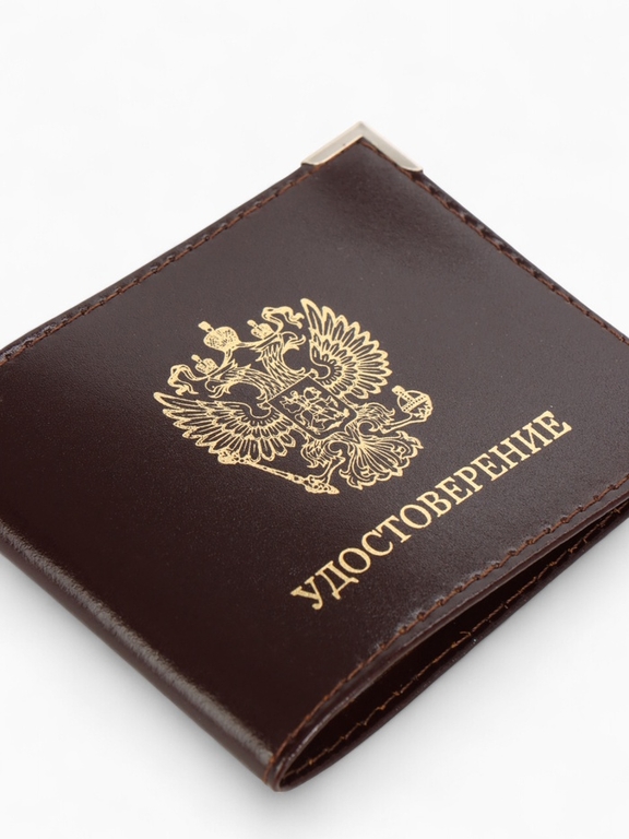 Обложка на удостоверение с окошком, цвет коричневый