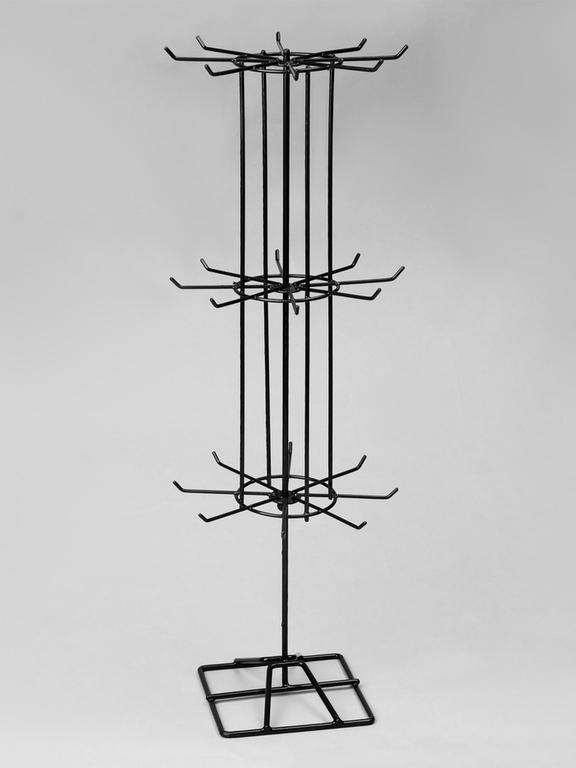 Вертушка, 3 яруса по 8 крючков, 20×20×61, чёрная
