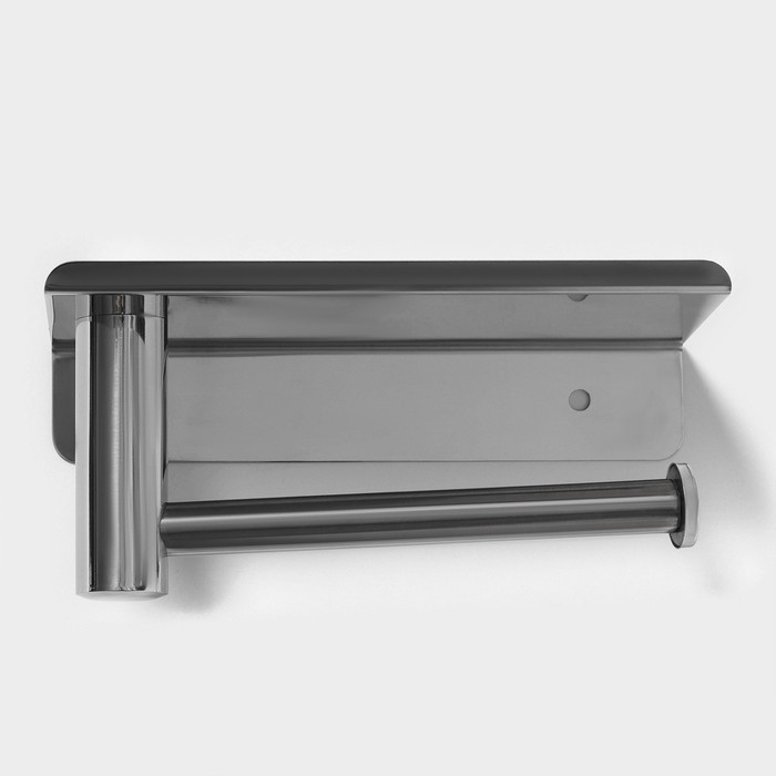 Держатель для туалетной бумаги с полочкой, 18×10×9 см, хромированный
