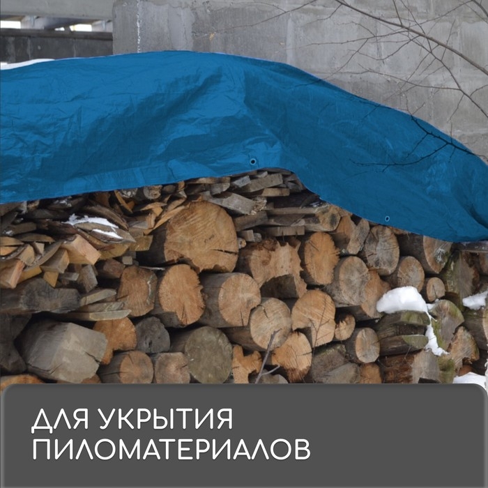 Тент защитный, 3×2 м, плотность 60 г/м², УФ, люверсы шаг 1 м, синий