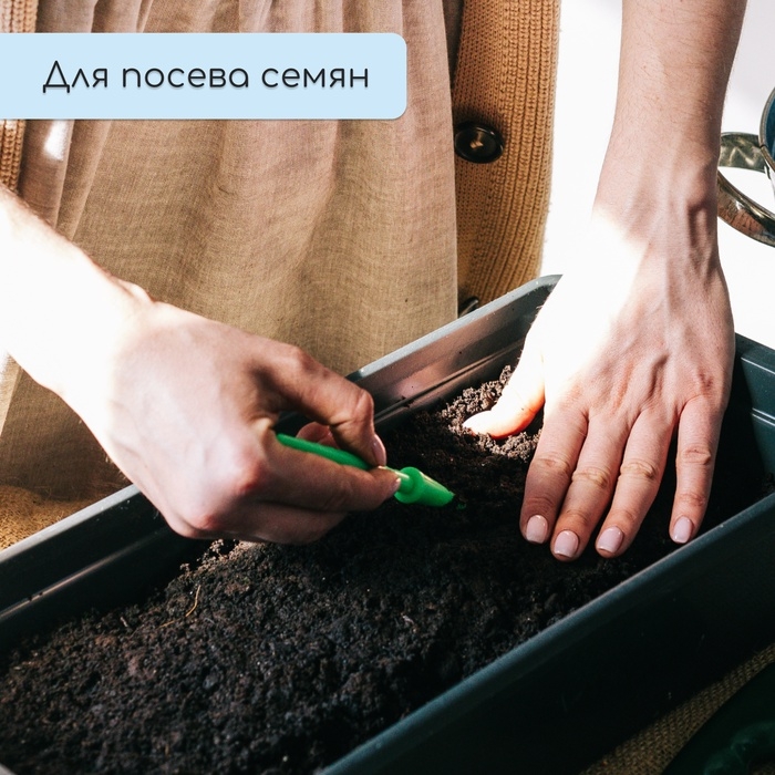 Ящик для рассады, 36 × 14 × 9 см, 3 л, пластик, чёрный