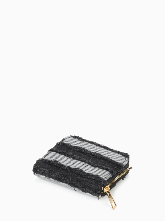 Кошелёк женский на молнии 8.5×2×11 см, джинсовый, чёрный
