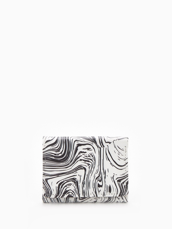 Кошелёк женский на кнопке, 10×1.5×8 см, с принтом, белый/чёрный