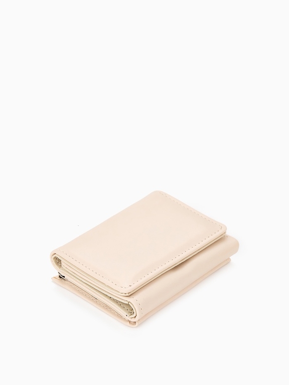 Кошелёк женский на кнопке, 10.5×3×8.5 см, однотонный, бежевый