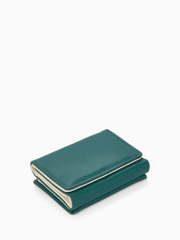 Кошелёк женский на кнопке, 10.5×3×8.5 см, однотонный, тёмно-зелёный