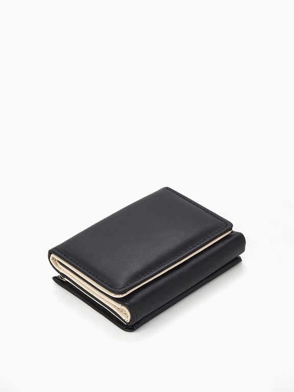 Кошелёк женский на кнопке, 10.5×3×8.5 см, однотонный, чёрный